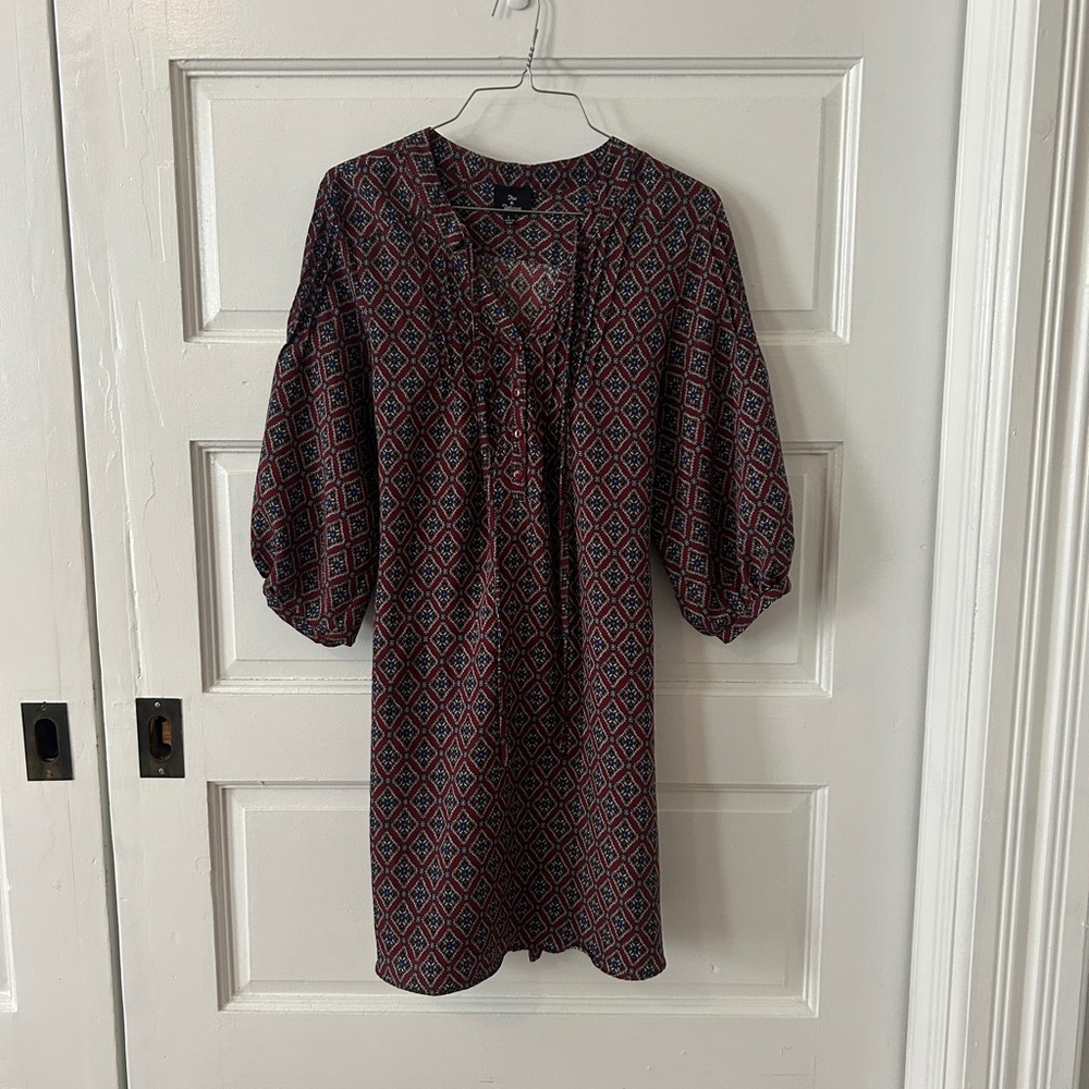 Hot & Delicious Geometric Mini Dress - Maroon and Blue